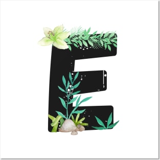 Letter E - Botanical English Alphabet, Name Initial Posters and Art